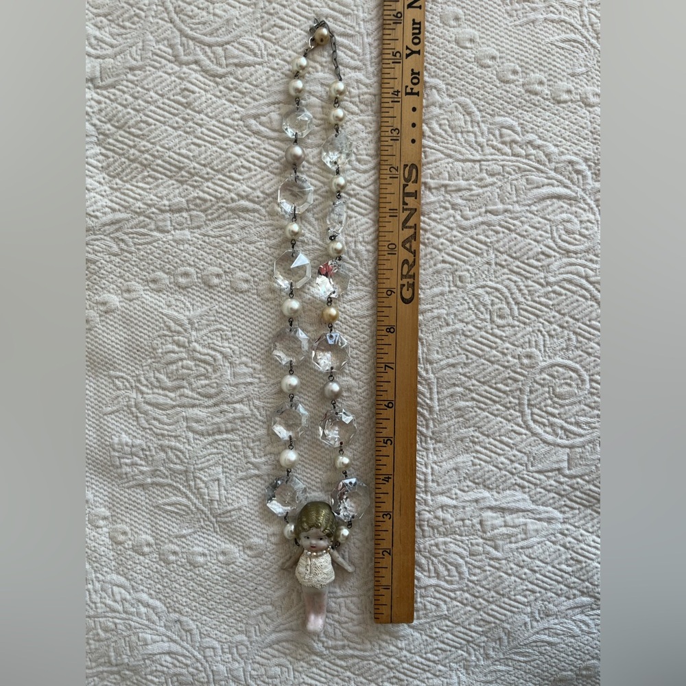 NECKLACE VINTAGE DOLL chandelier crystals Handcrafted wear or use as decor - Picture 6 of 16